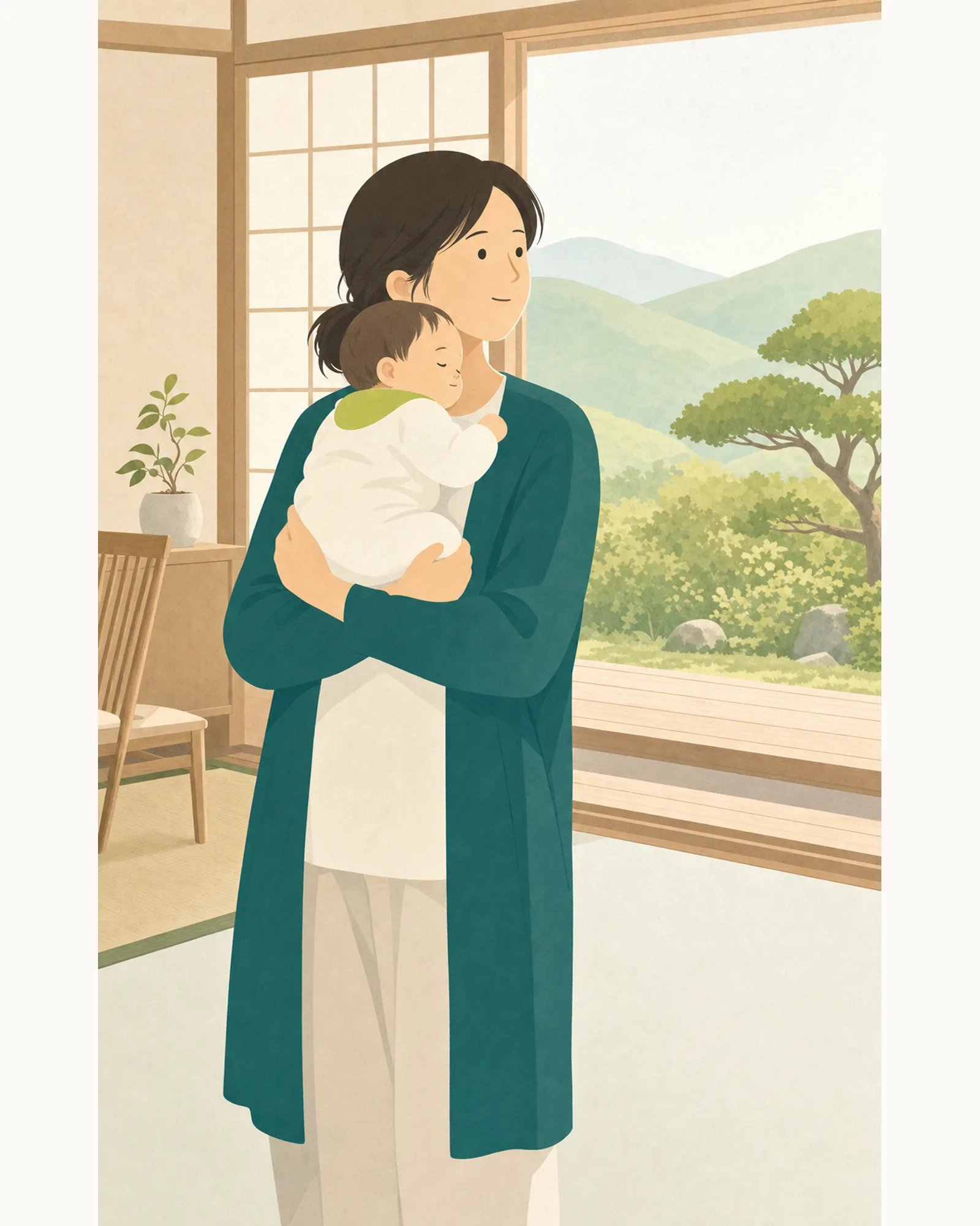 赤ちゃんを抱く女性のイメージイラスト